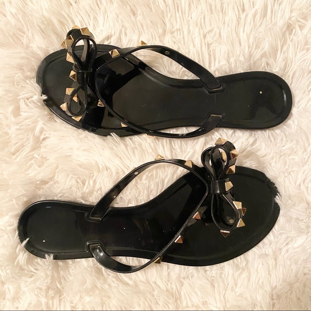 OLIVIA MILLER Studded Bow Jelly Sandals